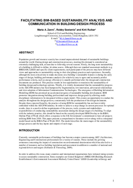 Facilitating BIM-based sustainability analysis and communication in building design process