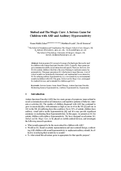 Sinbad and the Magic Cure: A Serious Game for Children with ASD and Auditory Hypersensitivity
