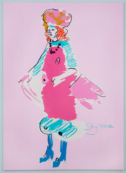 Laurence Figgis, Costume for Styrene, 2017, acrylic paint on canvas, 200 x 141 cm, photograph by Alan Dimmick, ©A Dimmick, ©Laurence Figgis