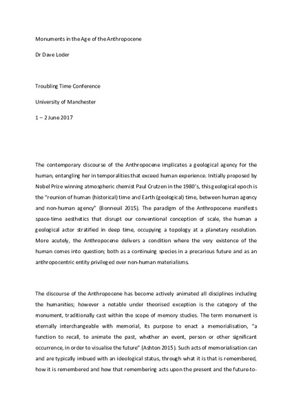 Monuments in the Age of the Anthropocene