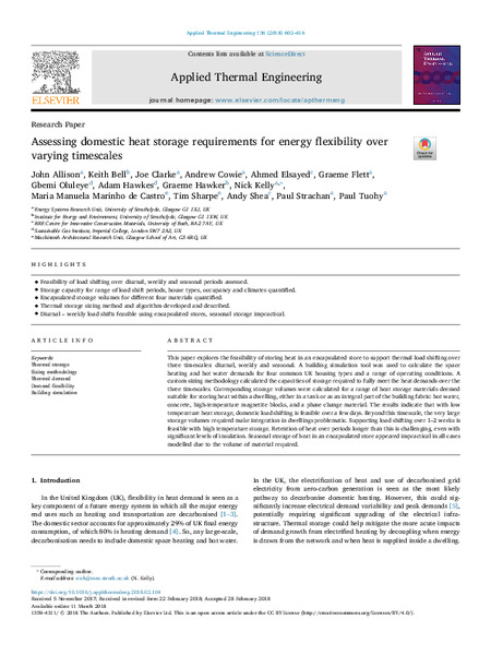 Assessing Domestic Heat Storage Requirements for Energy Flexibility Over Varying Timescales