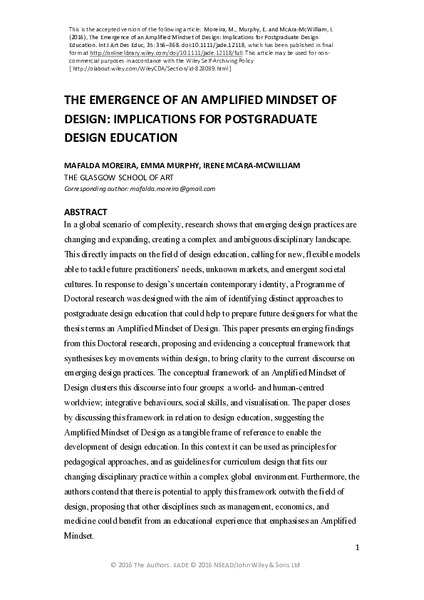 The Emergence of an Amplified Mindset of Design: Implications for Postgraduate Design Education