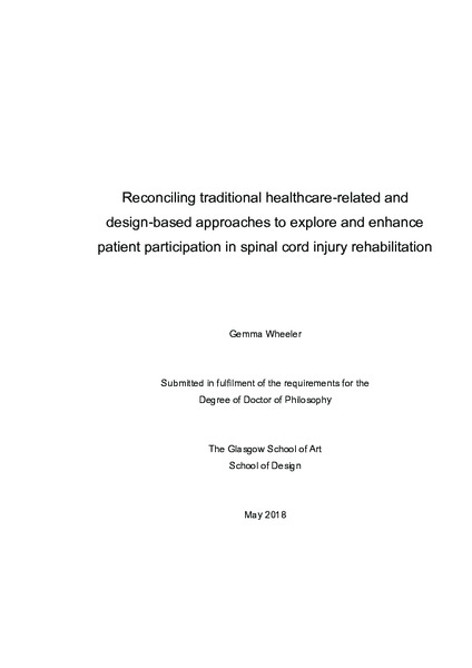 Reconciling traditional healthcare-related and design-based approaches to explore and enhance patient participation in spinal cord injury rehabilitation