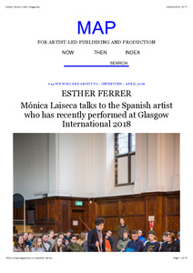 Interview with Esther Ferrer (MAP Magazine)