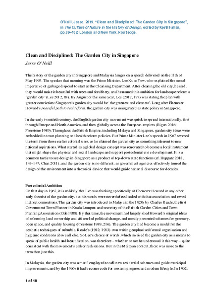 Clean and Disciplined: The Garden City in Singapore