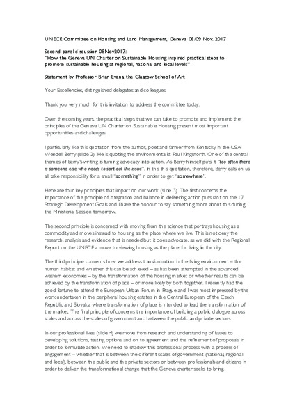 Statement by Professor Brian Evans to the Second panel discussion 08 Nov 2017