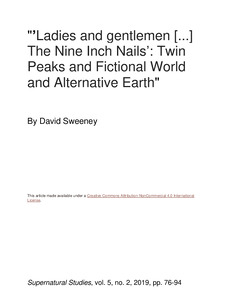 "Ladies and gentlemen ... The Nine Inch Nails": Twin Peaks: The Return as Fictional World and Alternative Earth