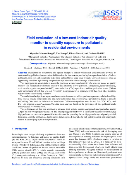 Field evaluation of a low-cost indoor air quality monitor to quantify exposure to pollutants in residential environments
