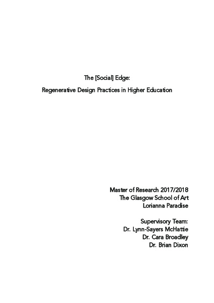 The [Social] Edge: Regenerative Design Practices in Higher Education