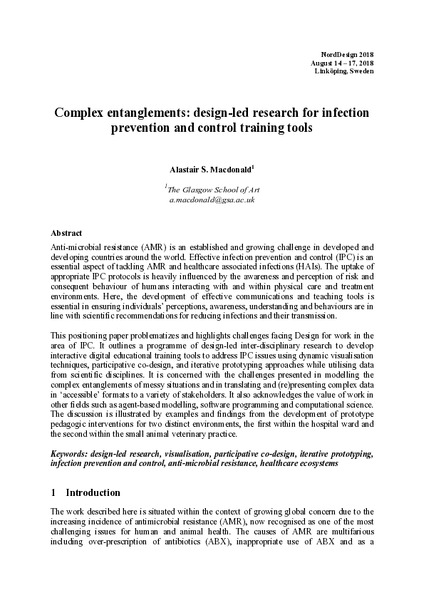 Multiple confounders and complex entanglements: two case studies from design-led research for infection prevention and control educational tools.