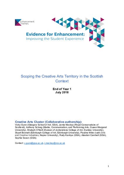 Scoping the Creative Arts Territory
in the Scottish Context: Teaching enhancements, evidence development, and the interconnections with the cultural ecology of Scotland