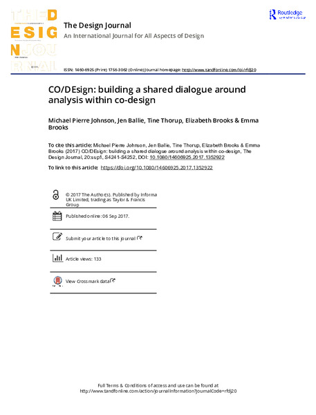 CO/DEsign: building a shared dialogue around analysis within co-design
