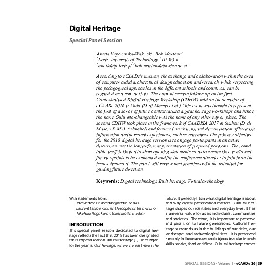 Statement 2 : Applications of ICT in Digital Heritage - an Academic Unification