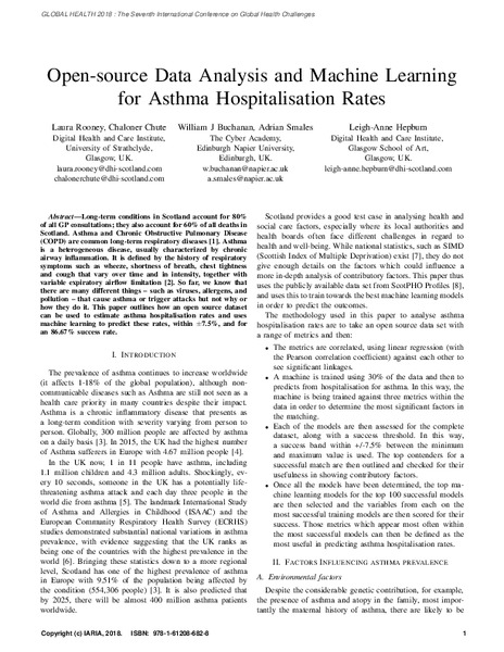 Open-source Data Analysis and Machine Learning for Asthma Hospitalisation Rates