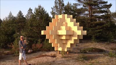 Anchorhold- Marcus coates as shamen within the structure as built on Hailuto Island Finland for Hai Arts and Grizedale Arts