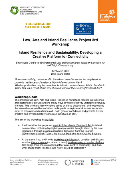 Law, Arts & Island Resilience