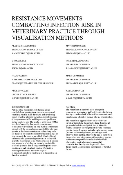 Resistance movements:  combatting infection risk in veterinary practice through visualisation method