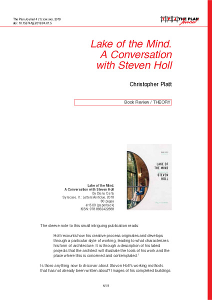 Book Review: Lake of the Mind: A Conversation with Steven Holl