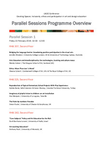 Creating Spaces:  inclusivity, ethics and participation in art and design education (International Journal of Art and Design Education 2019 Conference)