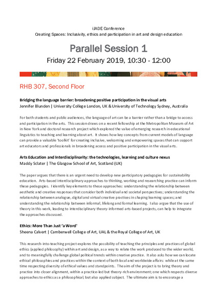 Arts Education and Interdisciplinarity: the technologies, learning and culture nexus