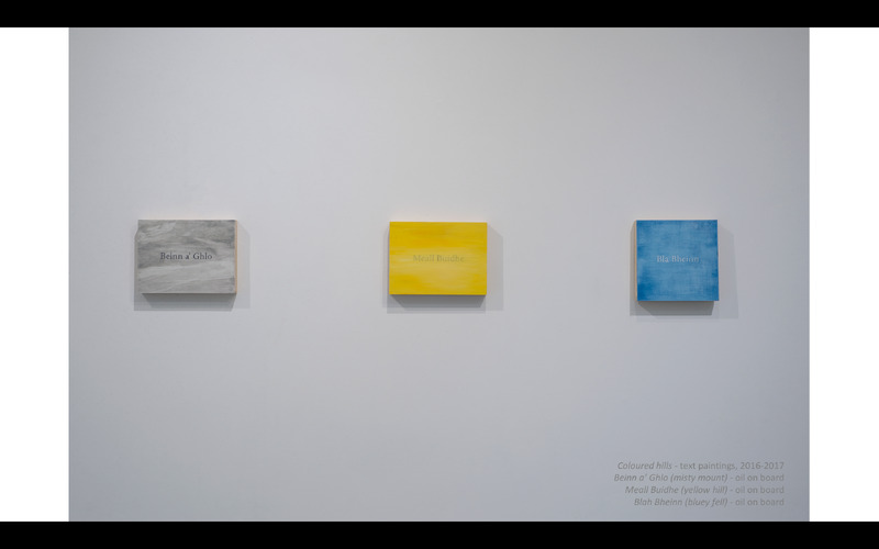 "Coloured hills" - a series of text based paintings and related work