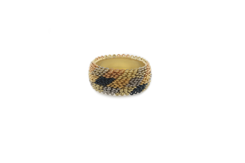 Lenticular Ring - 10 x 23 mm - 18ct yellow, red & white gold, palladium and platinum - 2018 - photography Graham Clark