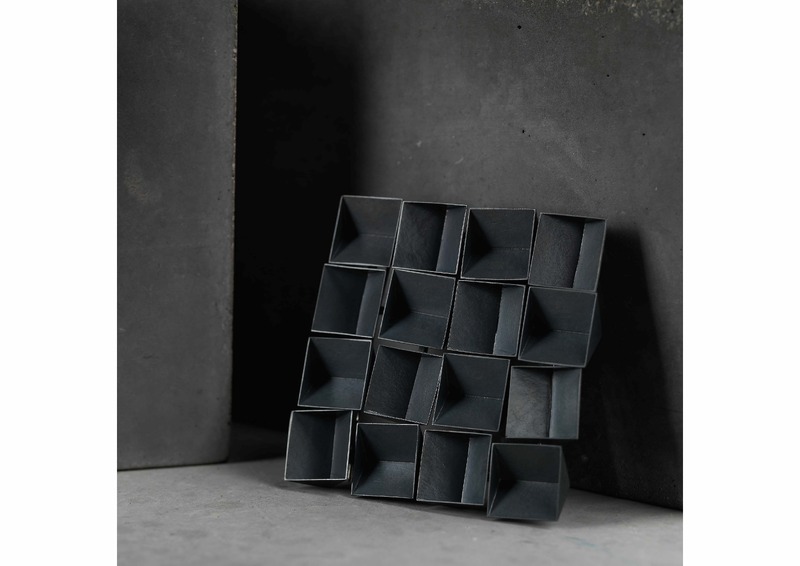 four fold kinetic brooch, oxidised silver, 60mm x 60mm