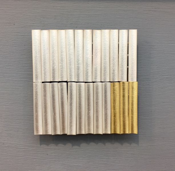 double row with gold, kinetic brooch, 60 x 60mm