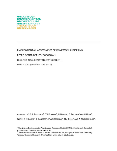 Environmental Assessment of Domestic Laundering