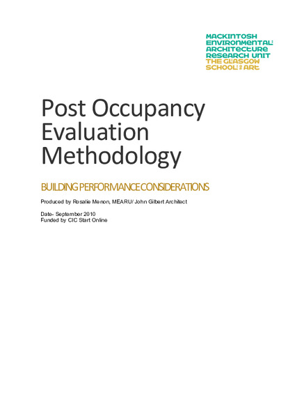 Post Occupancy Evaluation Methodology in Newly Constructed Homes