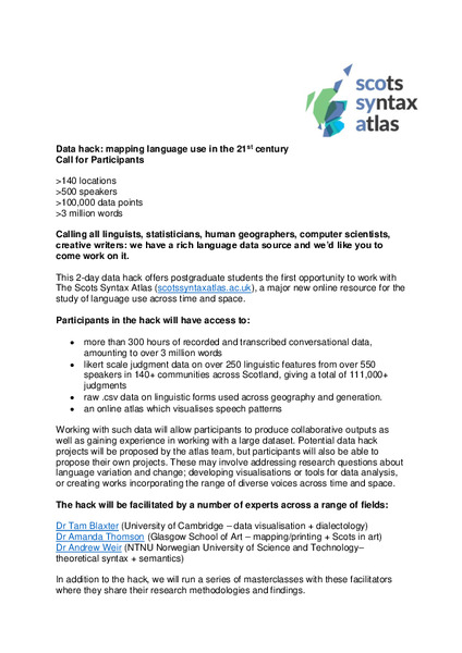 Scots Syntax Atlas Data hack: mapping language use in the 21st century