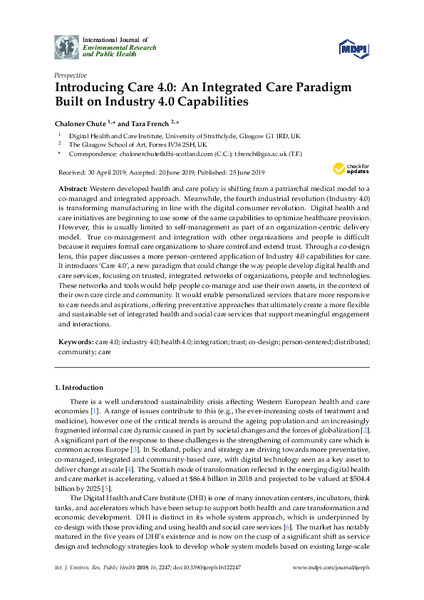Introducing Care 4.0: An Integrated Care Paradigm
Built on Industry 4.0 Capabilities