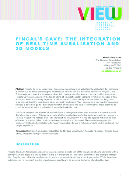 Fingal's Cave: The Integration of Real-Time Auralisation and 3D Models