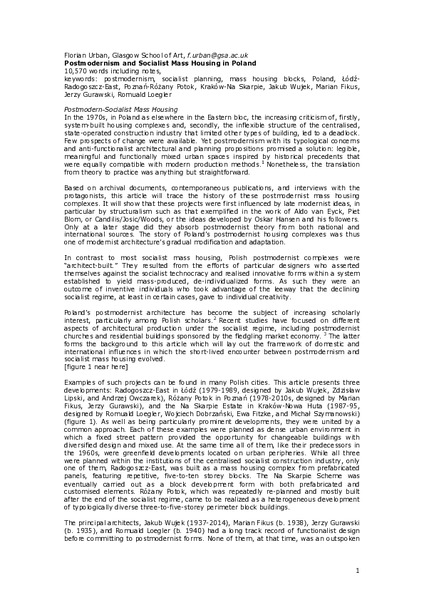 Postmodernism and socialist mass housing in Poland