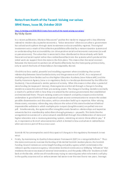 Notes from North of the Tweed: Valuing our values
