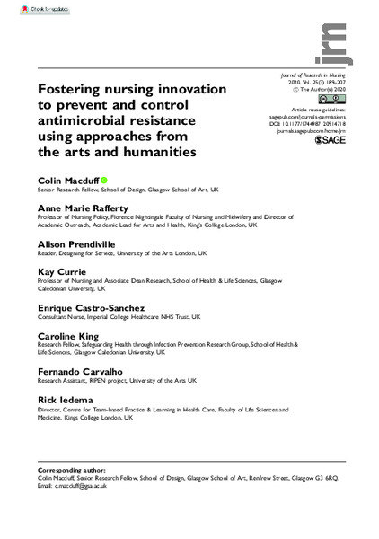 Fostering nursing innovation to prevent and control antimicrobial resistance using approaches from the arts and humanities