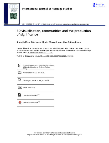 3D visualisation, communities and the production of significance