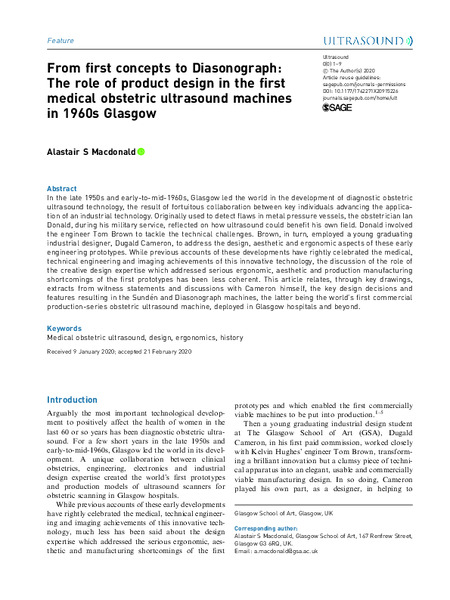 From first concepts to diasonograph: the role of product design in the first medical obstetrics ultrasound machines in 1960’s Glasgow