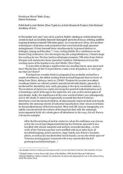 Particle or Wave? Both. Essay