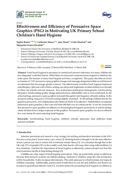 Effectiveness and Efficiency of Persuasive Space Graphics (PSG) in Motivating UK Primary School Children’s Hand Hygiene