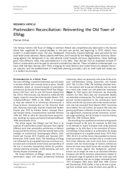 Postmodern Reconciliation – Reinventing the Old Town of Elbląg