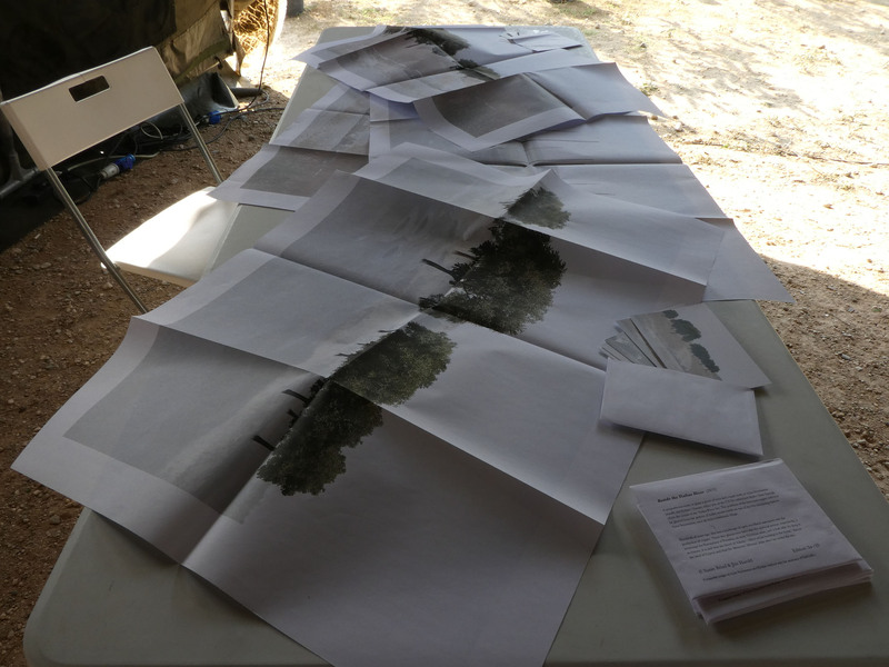 ‘Beside the Yialias River’ – a propositional work: 4 digital prints; set of 5 postcards. The proposition: to plant a grove of trees and copper rods, at Ayios Sozomenos and Kirklar: south and north of the UN de-militarized Cyprus Buffer Zone.