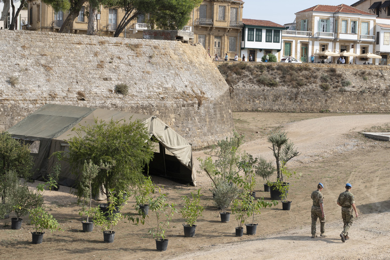 UN soldiers in no-man's land and the site of 'Urban Glendi: CCFT' and Buffer Fringe VI, 2019, Ledra Palace Crossing, Nicosia