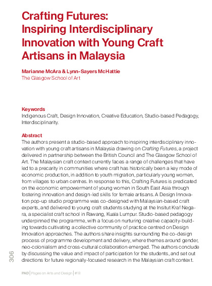 Crafting Futures: Inspiring Interdisciplinary Innovation with Young Craft Artisans in Malaysia