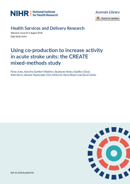 Using co-production to increase activity in acute stroke units: the CREATE mixed-methods study