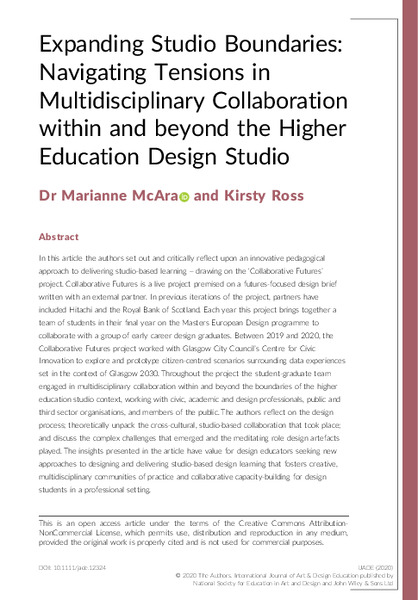 Expanding Studio Boundaries: navigating tensions in multidisciplinary collaboration within and beyond the higher education design studio