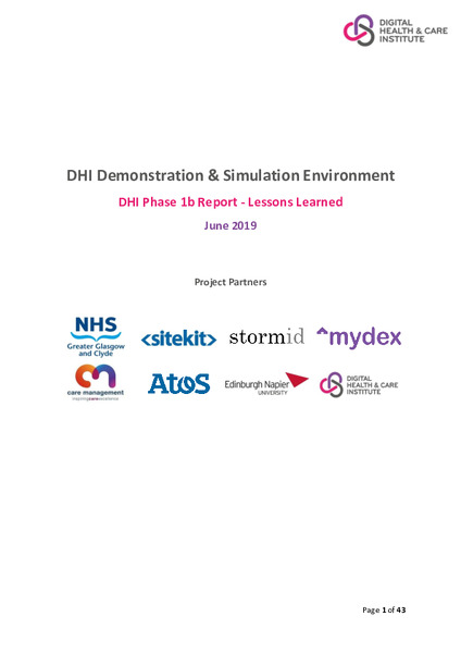 DHI Demonstration & Simulation Environment DHI Phase 1b Report - Lessons Learned
