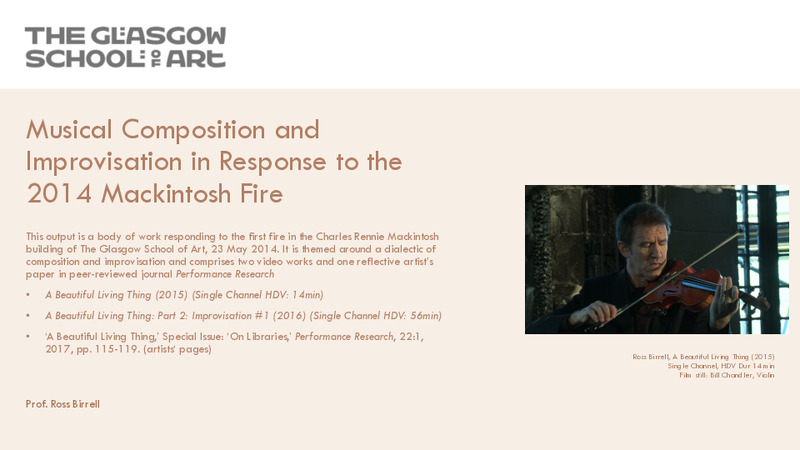 Musical Composition and Improvisation in response to the 2014 Mackintosh Fire