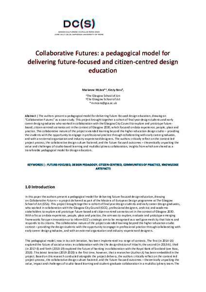 Collaborative Futures: a pedagogical model for delivering future-focused and citizen-centred design education