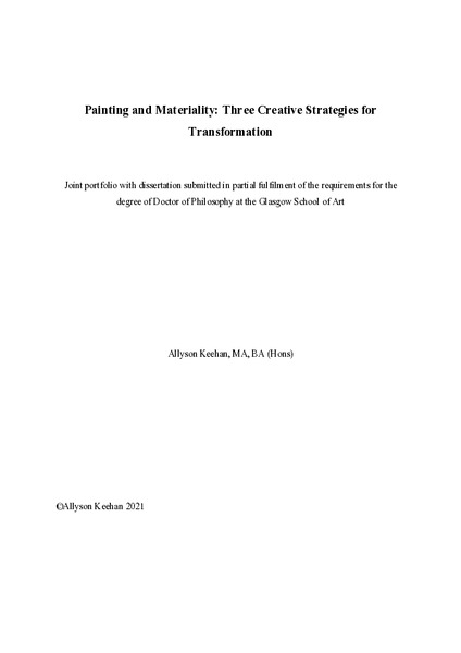 Painting and Materiality: Three Creative Strategies for Transformation